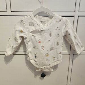 Pehr Long Sleeve Kimono Onesie With Winter Wonderland Print